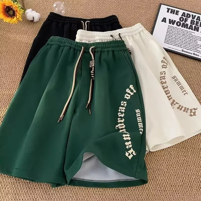 Shorts décontractés pour hommes M-5XL, pantalon court grande taille, short de plage, short de sport à imprimé lettres rétro, short longueur genou, vêtements pour hommes
