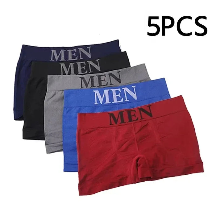 Lot de 5 caleçons boxers homme style fin, haute élasticité, couleur unie, confortables et respirants
