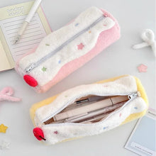 Trousse à crayons en peluche style coréen crème Swiss Roll, trousse de rangement de bureau pour étudiants, pochette à stylos, trousse de maquillage mignonne pour fille