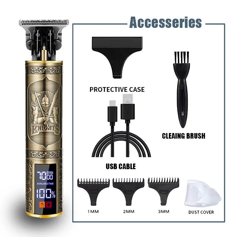 T9 Electric Hair Trimmer USB Shaver 0mm Bald Fade Portable