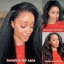 Yaki Kinky Straight Wigs 4C Edges Curly 13x6 HD Lace Frontal Wig Pre Plucked Curly Baby Hair 6x4 Glueless Wigs Ready To Wear