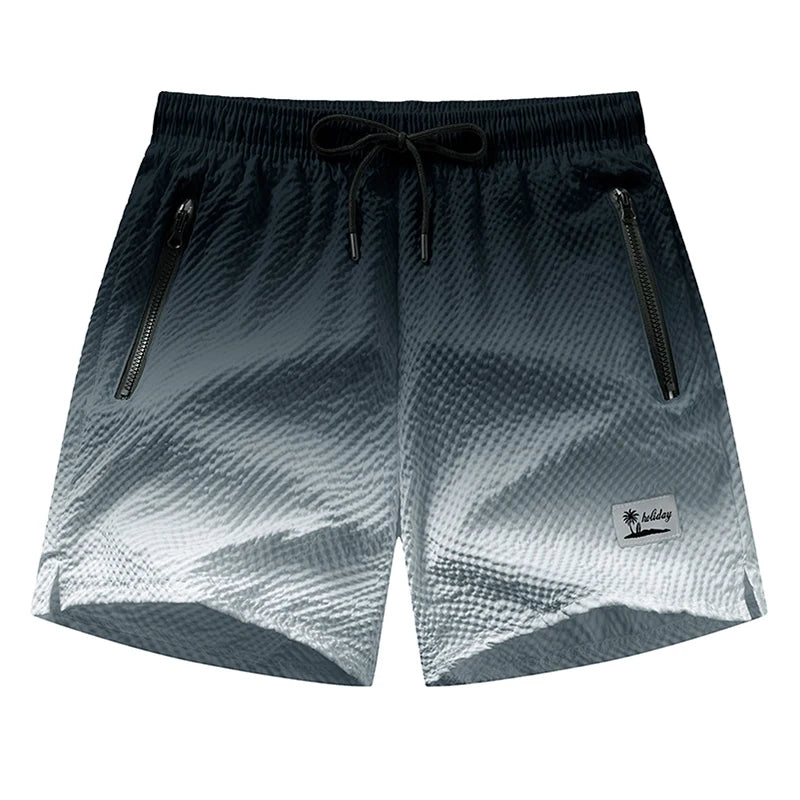 Mens Seersucker Beach Shorts With Mesh Liner Quick Dry