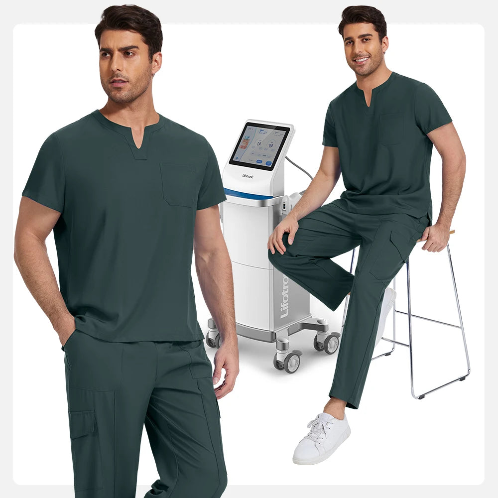 Niaahinn Medical Surgical Uniforms Doctor Costume Men Nurse Surgery Anesthetist Workwear Clinical Nursing Scrubs Tops-Pants Suit