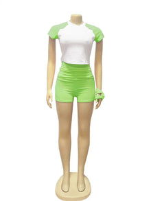 Weird  Puss Sporty Patchwork 3 Piece Set Women Casual Summer Headband+Crop Top+High Waist Bike Shorts Street Matching Tracksuit