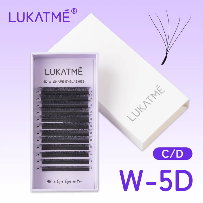 Extensions de cils 5D W LUKATME, courbure C/D, 8-15 mm, éventails 5D en forme de W, faux cils, méga volume 5D pour maquillage