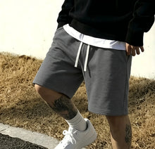 Simple Basic Gray Men's Shorts Casual Solid Color Loose Drawstring Elastic Waist Summer Jogging Shorts  men clothing