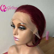 Premium 99J Straight Haman Hair 13x4 Ear To Ear Lace Frontal Wigs for Women #4 150% Density 8inches Brazilian Remy Hair Wigs