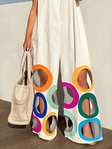 Uoozee 2026 New Women's Sleeveless Wide Leg Jumpsuit Fashion Colorful Circle Cutout BLoose Casual Vacation Black White Romper