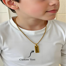 Gold - Plated Custom Boy Name Necklace with Engraved Rectangle Pendant, Perfect Birthday & Back - to - School Gift for Kids