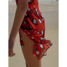 Robe midi sirène à manches longues, imprimé à pois bicolore, col en V profond, cordon de serrage, style Y2K, tenue de soirée club tendance 2026