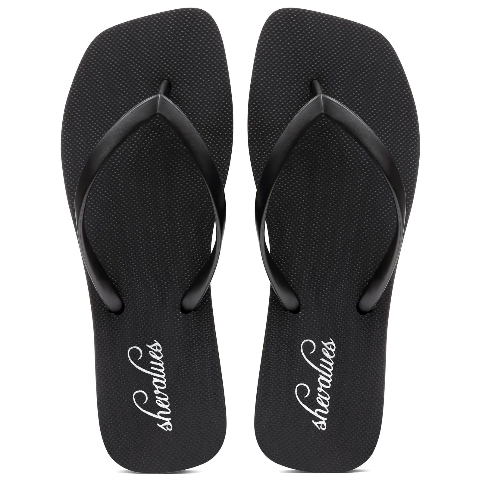 Bebealy Women's Fashion Summer Flip Flops Outdoor Beach Thong Sandals Lightweight Square Toe Flip Flop Lady Pool Shower Slippers