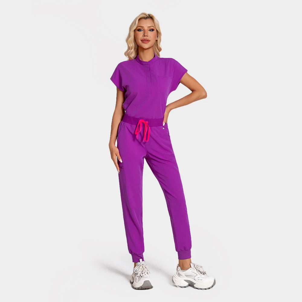 KUNGFU SCRUBS Nurses Uniforms Women Medical Scrubs Set Antibacterial Wrinkle Resistant Shirt Pant Fade Resistant Doctors Clothes