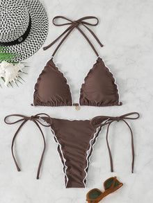 Triangle Bikini Set For Women Lace Up Two Piece Swimwear