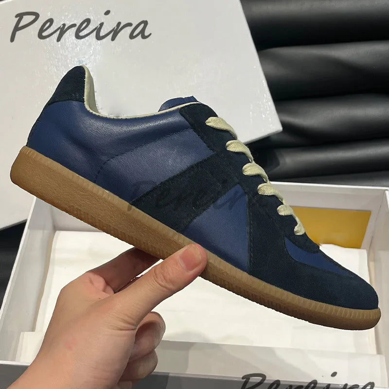 Summer Trendy Retro Men's Casual Sneakers Versatile Comfortable Patchwork Training Shoes Round Toe Lace-Up Flats Sports Shoes