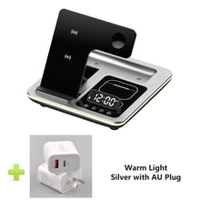 5 in 1 Warm Light Wireless Charger Dock Fast Charging Station for Apple Airpods iWatch iPhone 12 13 14 15 16 17 with Alarm clock
