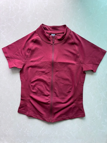 Women Short Sleeve Zippy Top Raglan Cap Sleeve Shirt