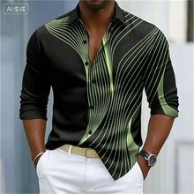 Men's Geometric Ripple Abstract Art Shirt Multi Color Button Shirt Casual Formal Shirt Long Sleeve Fashion Casual Shirt