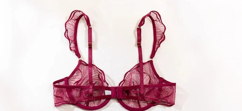 KUCLUTFrenchFlower Embroidery Lace Bra Set Pure Desire Ultra Thin Push Up Wirefree Comfort Romantic Niche Bralette S-XL MOYISU