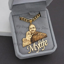 Custom Picture Nameplate Pendant Custom Photo Necklace Engraved Portrait Necklace Christmas Gift for Kids Jewelry Family Gifts