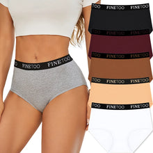 FINETOO 5Pcs Cotton Women Panties High Waist Breathable Soft Ladies Underwear Elastic Waistband Briefs S-XXL Comfortable Briefs