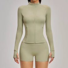 Women Stand Up Collar Zip Jacket Yoga Long Sleeve Gym Wear