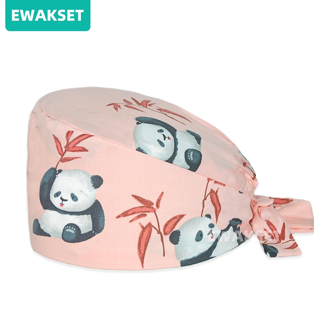 Unisex Surgical Cap Medical Working hat Animal printed Dental Beauty Salon Chef hats 100%Cotton Nurse Doctor Hospital Scrub Caps