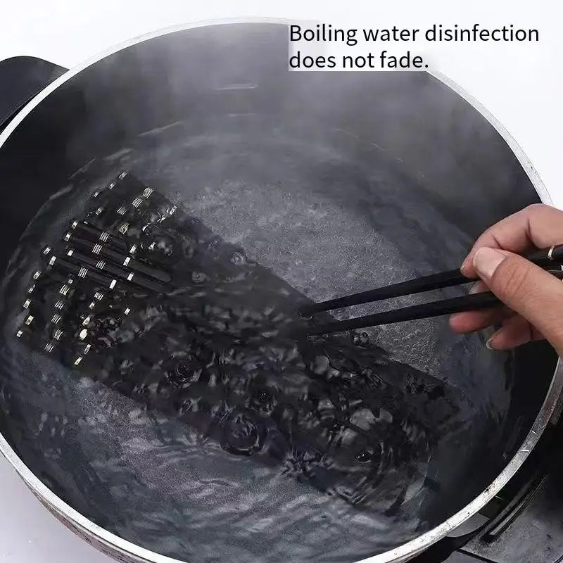 Anti-slip high-end alloy chopsticks, household anti-mold chopsticks, light luxury black tableware