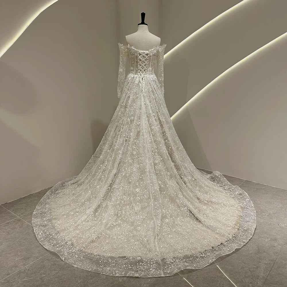 SL-9534 Customized SuLi Lace Wedding Dress For Women Brides Boho Robe De Mariee Long Sleeve Custom Made Wedding Gowns