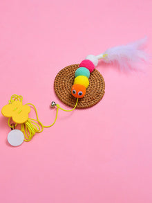 Pet Teasing Stick Kitten Self Hi Elastic Rope Cat Toy Feather Bell Teasing Stick Hanging Swing Toy