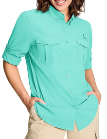TACVASEN Womens UPF 50 Fishing Shirt Quick Dry Long Sleeve