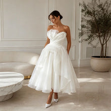Midi Simple Wedding Dress 2026 Organza A Line Bridal Gown Corset Back Short Reception Dress Civil свадебное платье Customized