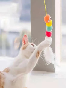 Pet Teasing Stick Kitten Self Hi Elastic Rope Cat Toy Feather Bell Teasing Stick Hanging Swing Toy