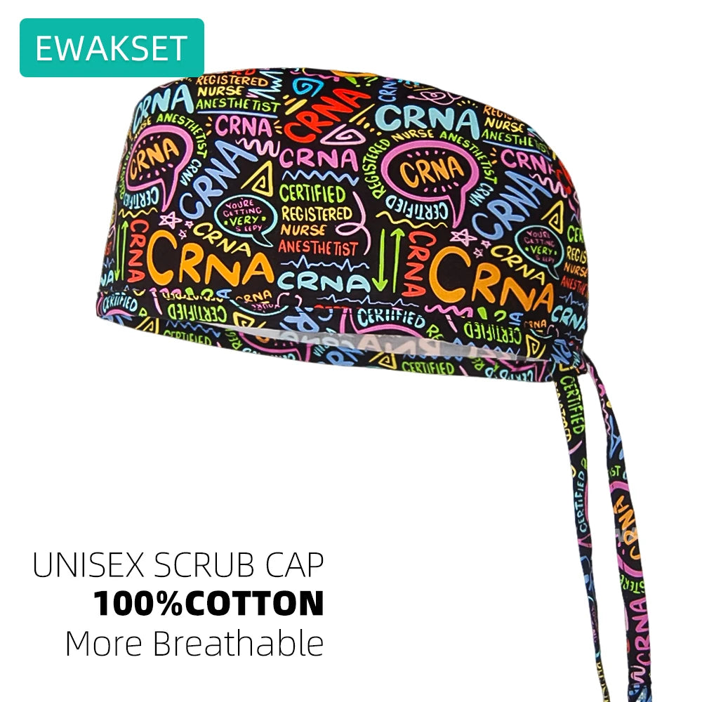 Cotton Unisex Scrub Cap with Sweatband Adjustable Surgical Cap for Women Men Doctor Nurse Clinic Hospital orthopedics Hat