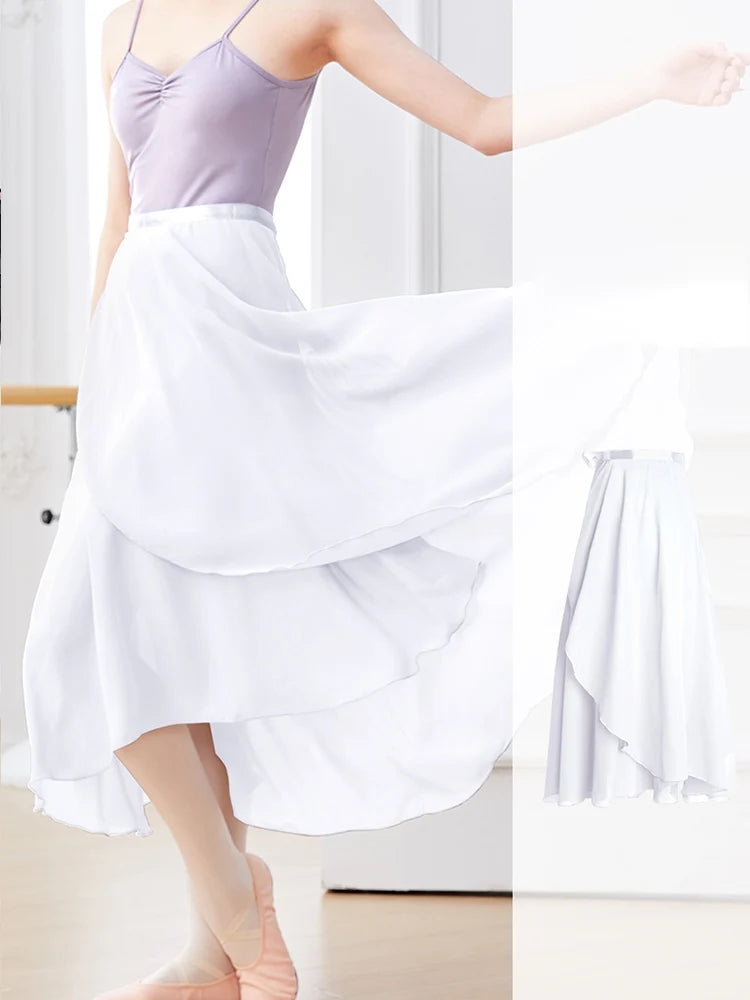 Adult Ballet Wrap Skirt for Women Soft Chiffon Dance Practice Skirt Ballet Class Performance Cover Up