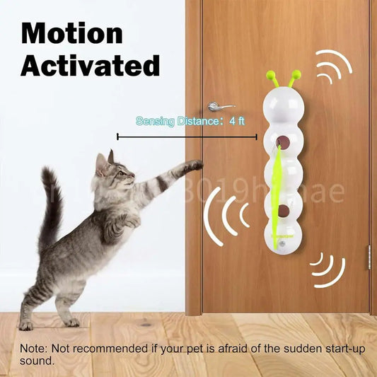 Intelligent Interactive Cat Stick Pro with Prey Tail Replaceable Automatic Swing Caterpillar Motion Activated Teasing Cat Toy