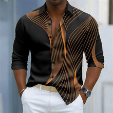Men's Geometric Ripple Abstract Art Shirt Multi Color Button Shirt Casual Formal Shirt Long Sleeve Fashion Casual Shirt