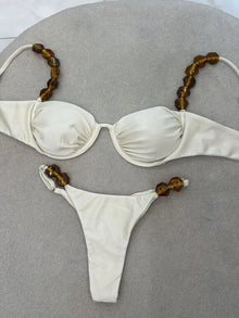 Golden Printed High Waist Bikini Set Push Up Swimsuit Women