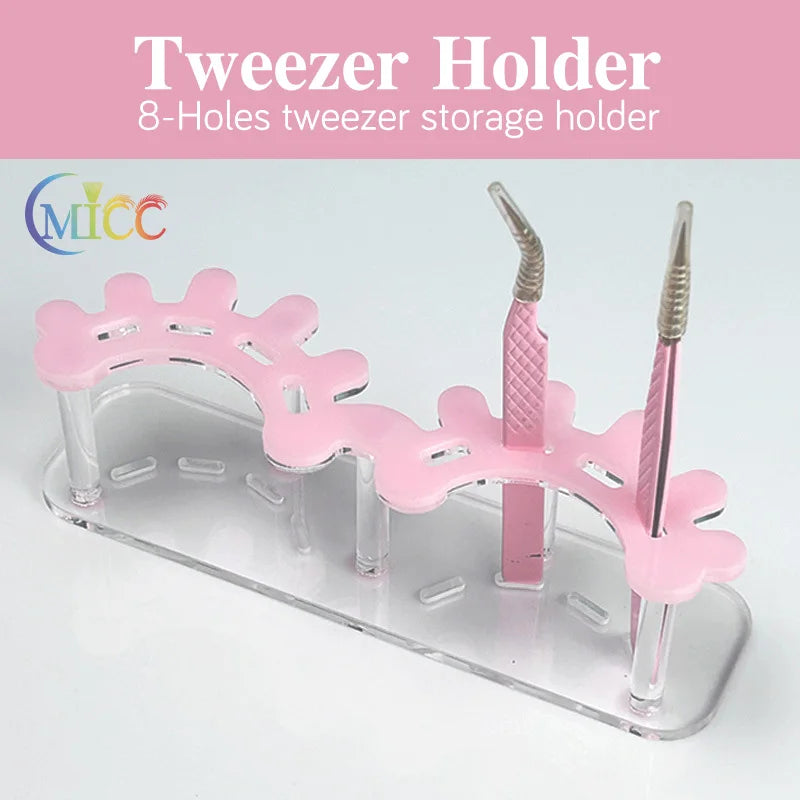 Acrylic Eyelash Tweezers Storage Rack Tweezer Organizer Holder Stand Eyelash Extension Tools Makeup Beauty Shelf 8 Holes