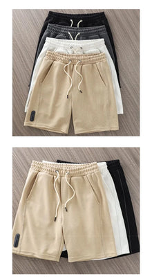 Summer Men's Waffle Y2K Shorts New Korean Fashion Drawstring Baggy Short Pants Fitness Breathable Streetwear Gym Bermuda
