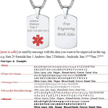 U7 Stainless Steel Custom Data Engrave ID Medical Alert Tag Necklace Men Women First Aid Allergy Infomation Emergcy Med Jewelry