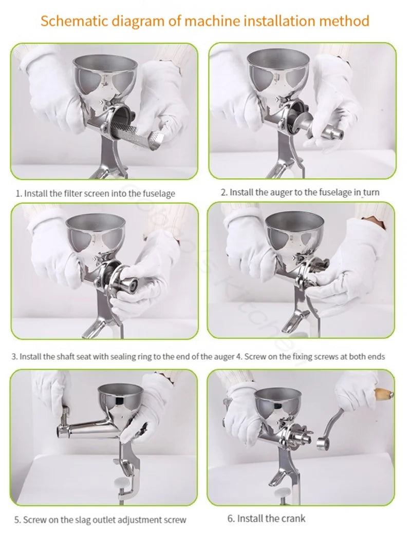 Stainless Steel Manual Juicer Extract Ginger Juice Machine Wheat Grass Juicer Auger Slow Squeezer