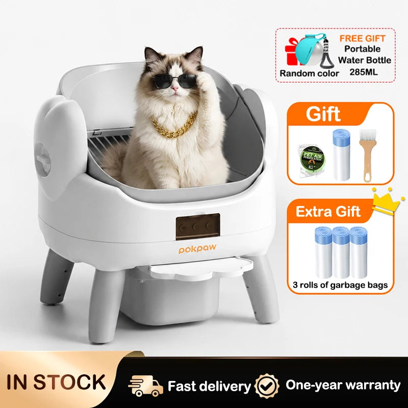 Pokpaw CL23 Automatic Cat Litter Box App 72L Large Capacity with Kitten Mode – Quiet Smart Litter Box Travel Cat Toilet Supplies