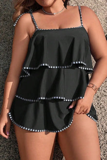2026 Strapped 2 Piece Plus Size Tankini Set Women Solid Ruffle Large Big Swimsuit Beach Lady Swimwear Chubby Curvy Bathing Suit