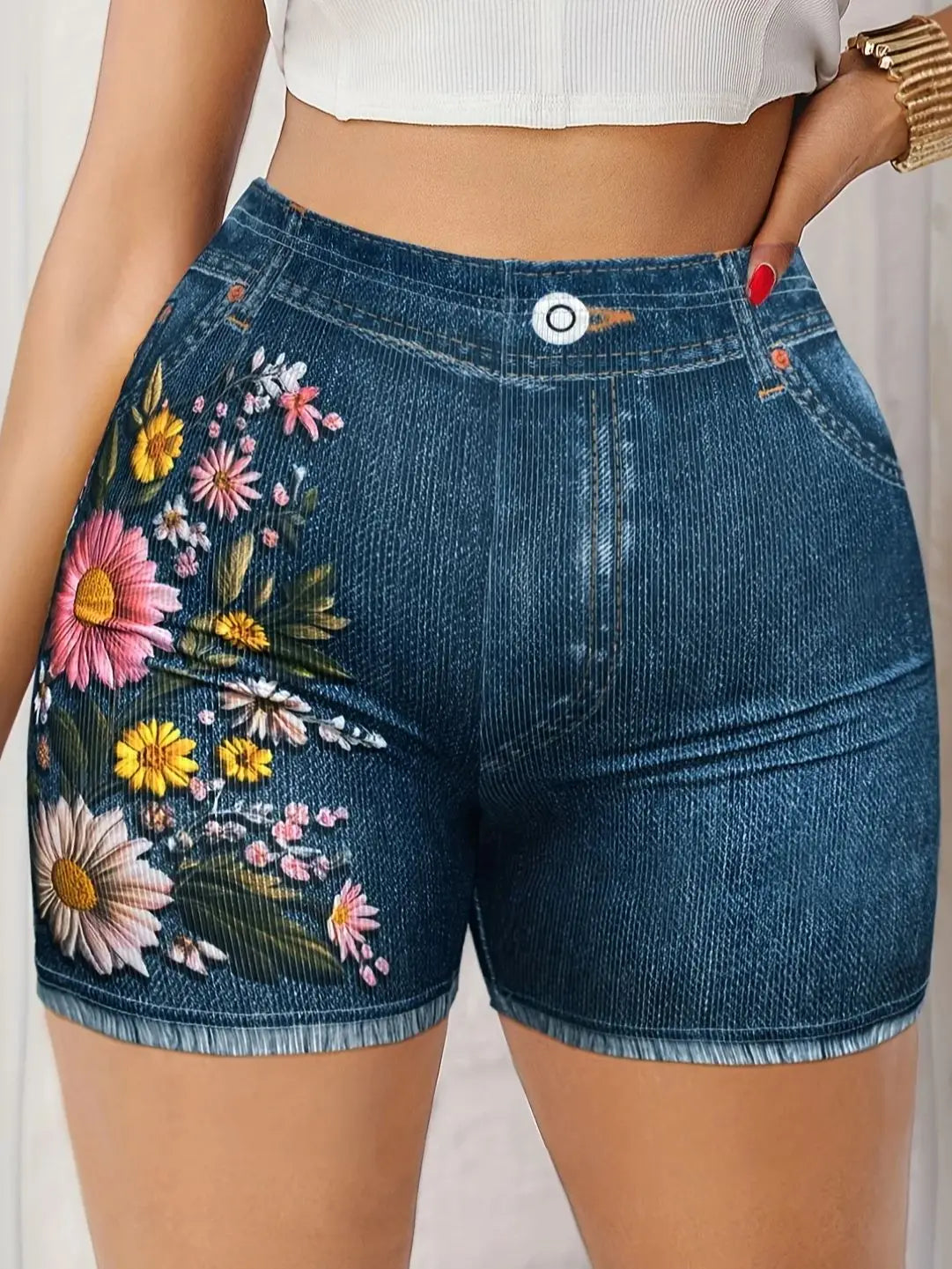 Women's Stretch Denim Like Shorts with Floral Print Design Casual Versatile Summer Style by Mirlaine Univers Women's Stretch Denim Like Shorts with Floral Print Design Casual Versatile Summer Style Mirlaine Univers womens-stretch-denim-like-shorts-with-floral-print-design-casual-versatile-summer-style Women's Stretch Denim Like Shorts with Floral Print Design Casual Versatile Summer Style Mirlaine Univers Women's Stretch Denim Like Shorts with Floral Print Design Casual Versatile Summer Style