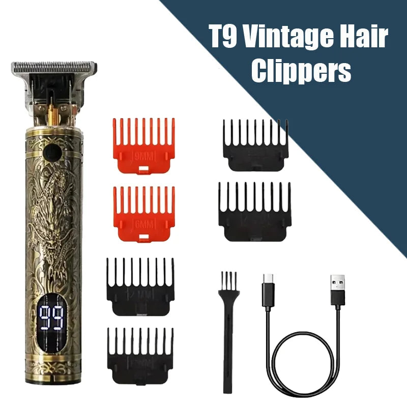 T9 Electric Hair Trimmer USB Shaver 0mm Bald Fade Portable