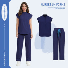 Niaahinn Scrub Women High Quality Short Sleeve Top Wide Leg Pants Hospital Uniforms Stretch Scrubs Medical Nursing Uniform Sets