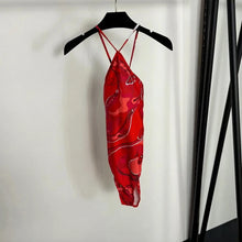 2026 Fashion Design Women's Red Scarf Sling Swimsuits Classic Brand Lady Scarf Bikini Sets with Letter Signature Logo