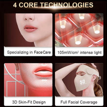 Portable 105mw Soft Silicone LED Facial Mask 460 660 850 1064nm Laser Red Light Phot-on Therapy Skin Care