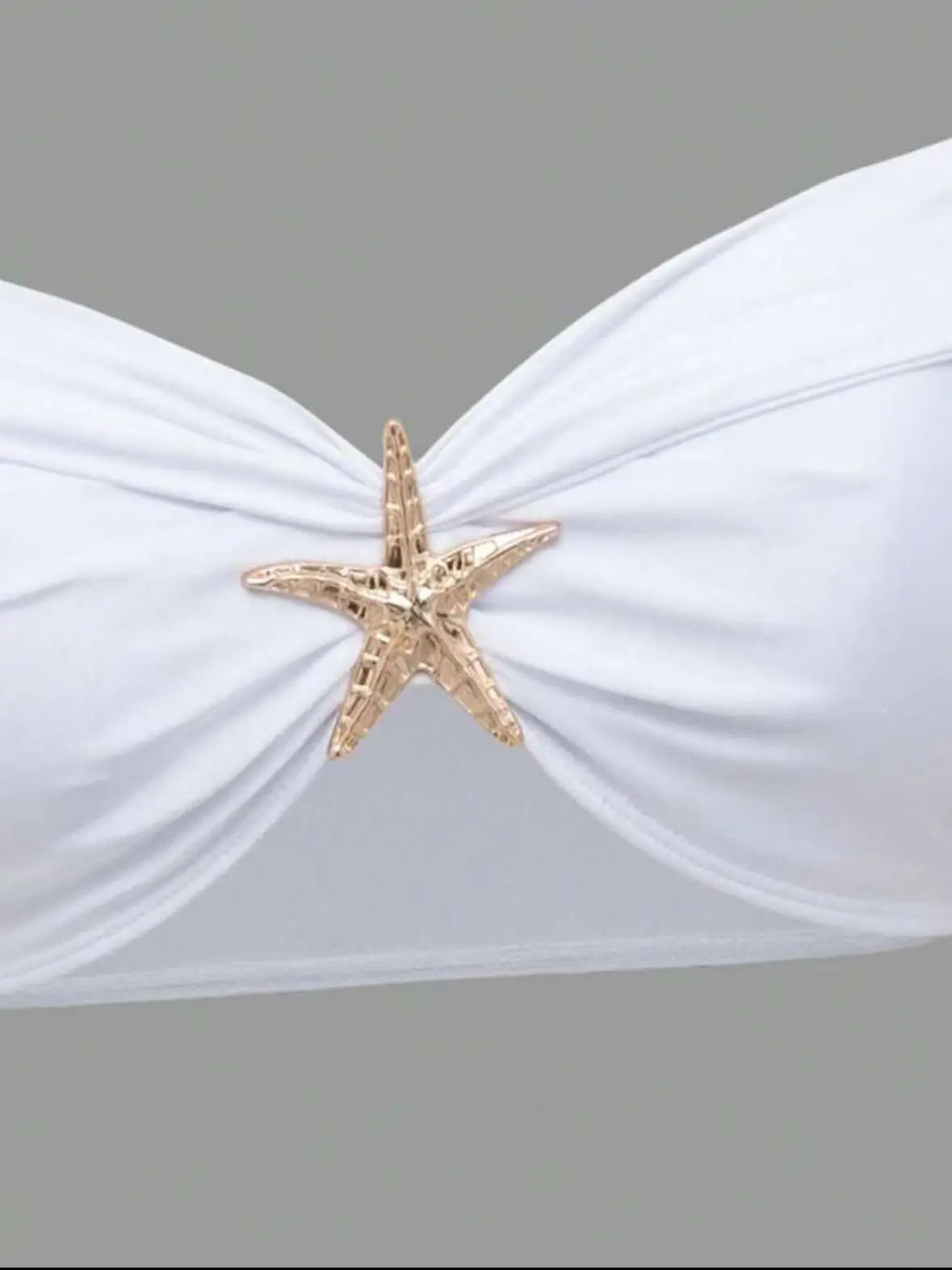 Women's Sexy Bikini Set Beachwear Metallic Starfish Bikini Folds Long Skirts Three Piece Sets Hot Girl Vacation Style Swimsuit