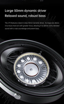 FiiO JT3 Over-Ear Open-Back Headphones, 50mm Dynamic Driver, PEK+PU Composite Diaphragm, Detachable 3.5mm Cable with Mic